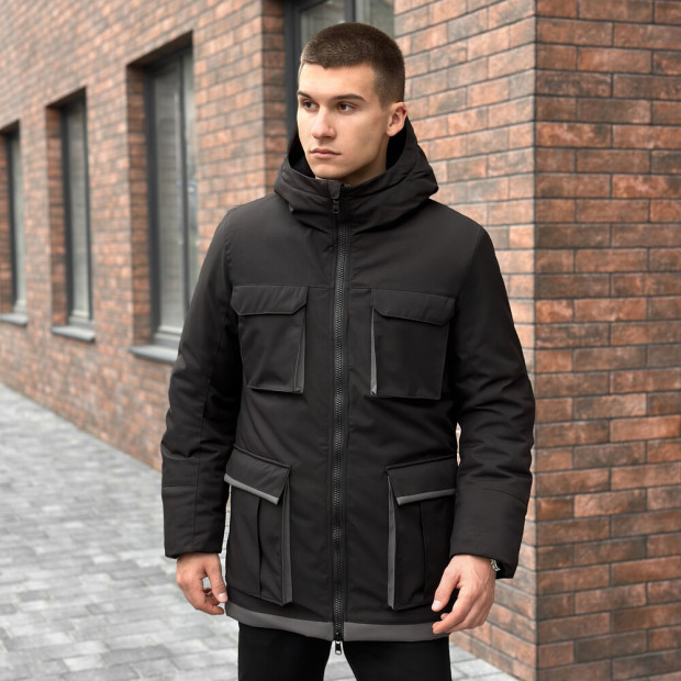 Парка Pobedov Alpina Чорно-сірий, 2XL - 