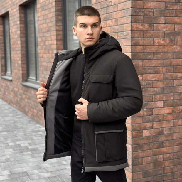 Парка Pobedov Alpina Чорно-сірий, 2XL - 2