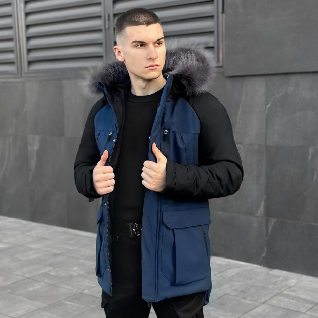 Парка Pobedov Seniora Udacha Gray Чорний-темно синій, 2XL - 3