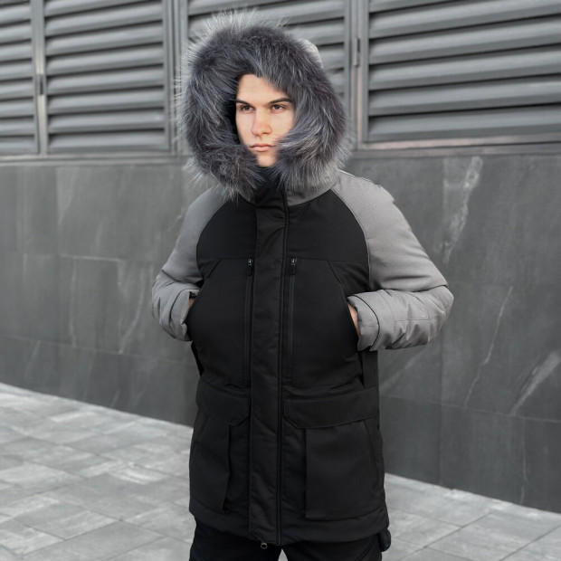 Парка Pobedov Seniora Udacha Gray Чорно-сірий, 2XL - 3