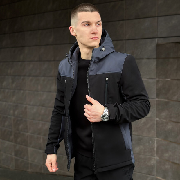 Куртка Pobedov Setup Чорно-сірий, S - 2