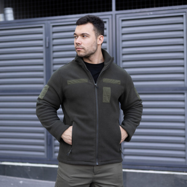 Толстовка тактическая флисовая Pobedov Voin с липучками Хаки, 3XL - 