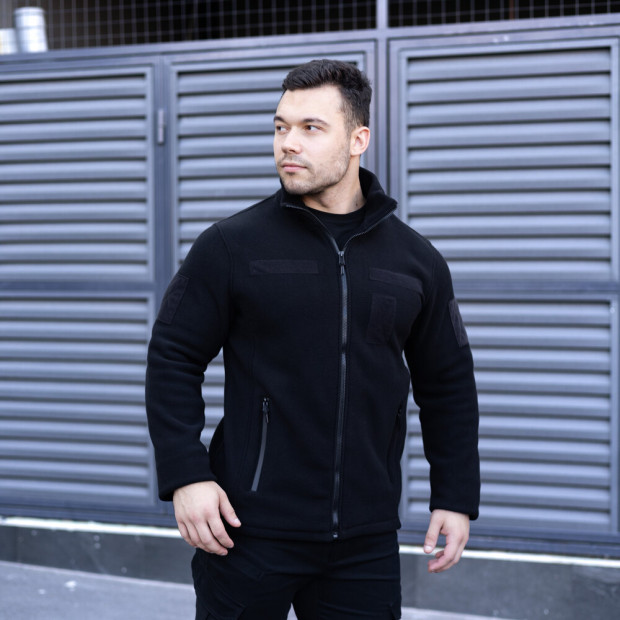 Толстовка флісова Pobedov Voin з липучками Чорний, XL - 