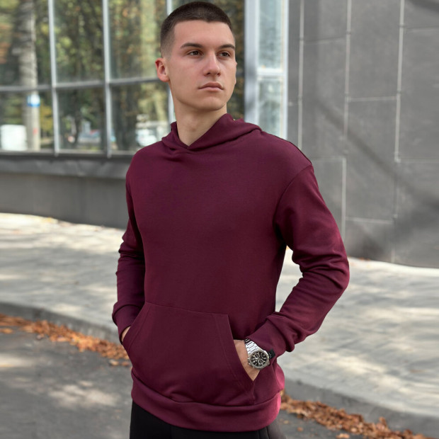 Худі Pobedov 001 (тринитка) Бордовий, S - 1
