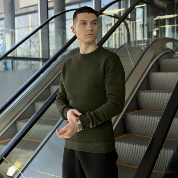 Світшот Pobedov 007 ЗИМА Темний хакі, S - 2