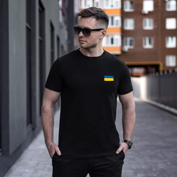 Футболка Pobedov Peremoga - наклейка Прапорець Чорний, S - 1