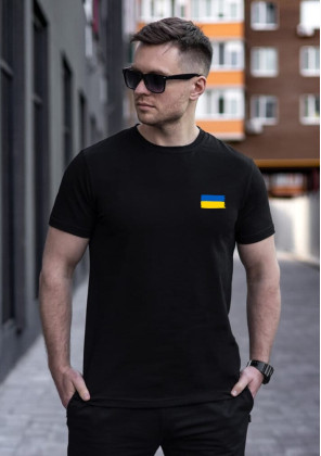 Футболка Pobedov Peremoga - наклейка Прапорець Чорний, 3XL