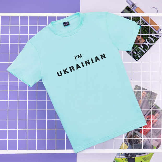 Футболка Pobedov Peremoga - I'M UKRAINIAN наклейка чорна Світлий ментол, 2XL - 1