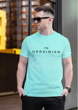 Футболка Pobedov Peremoga - I'M UKRAINIAN наклейка чорна Світлий ментол, XL