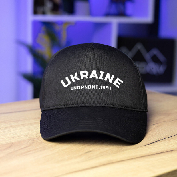 Кепка Pobedov Trucker Cotton - Ukraine 1991 наклейка белая Черный - 