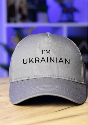 Кепка Pobedov Trucker Cotton - I'm Ukrainian наклейка чорна Сірий, Універсальний