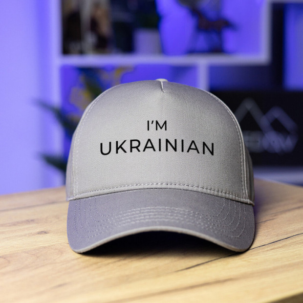 Кепка Pobedov Trucker Cotton - I'm Ukrainian наклейка чорна Сірий, Універсальний - 