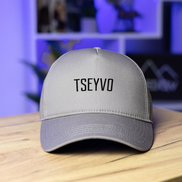 Кепка Pobedov Trucker Cotton - Tseyvo черная вышивка Серый - 