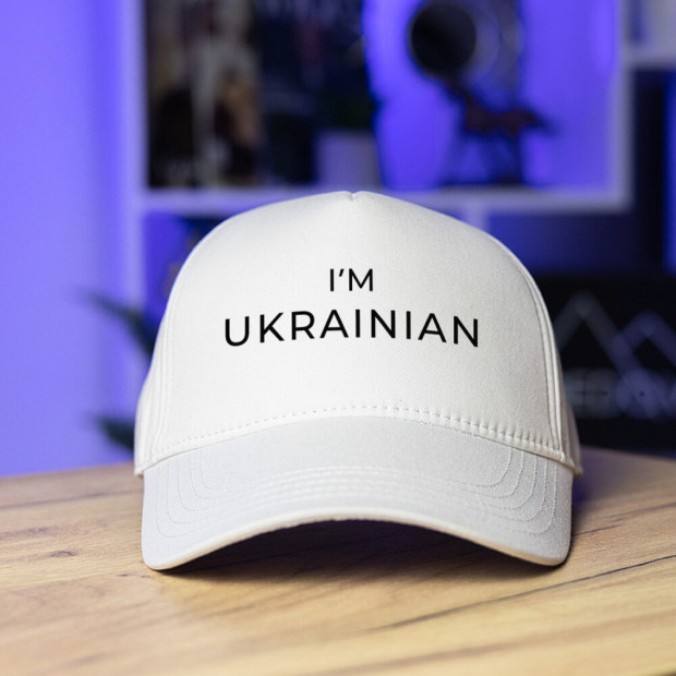 Кепка Pobedov Trucker Cotton - I'm Ukrainian наклейка чорна Білий, Універсальний - 