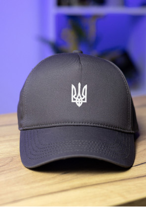 Кепка Pobedov Trucker Cotton - Герб біла вишивка Антрацит, Універсальний