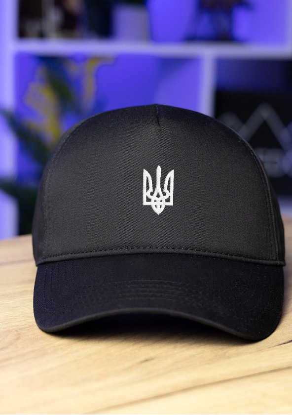 Кепка Pobedov Trucker Cotton - Герб біла вишивка Чорний