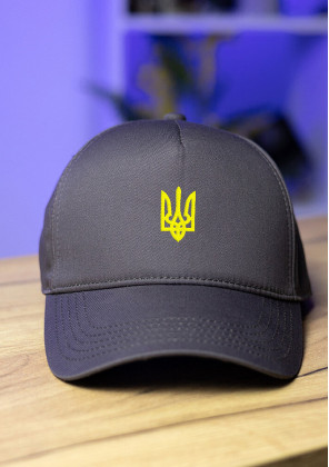 Кепка Pobedov Trucker Cotton - Герб жовта вишивка Антрацит, Універсальний