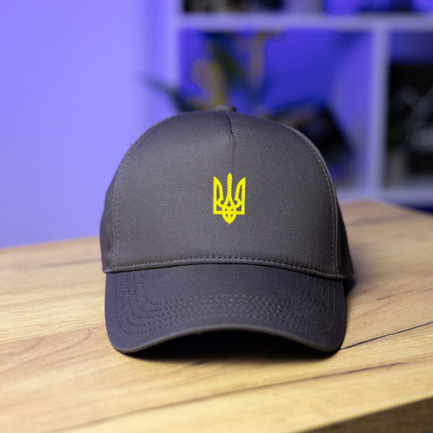 Кепка Pobedov Trucker Cotton - Герб жовта вишивка Антрацит, Універсальний - 