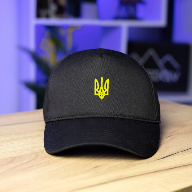 Кепка Pobedov Trucker Cotton - Герб жовта вишивка Чорний, Універсальний - 