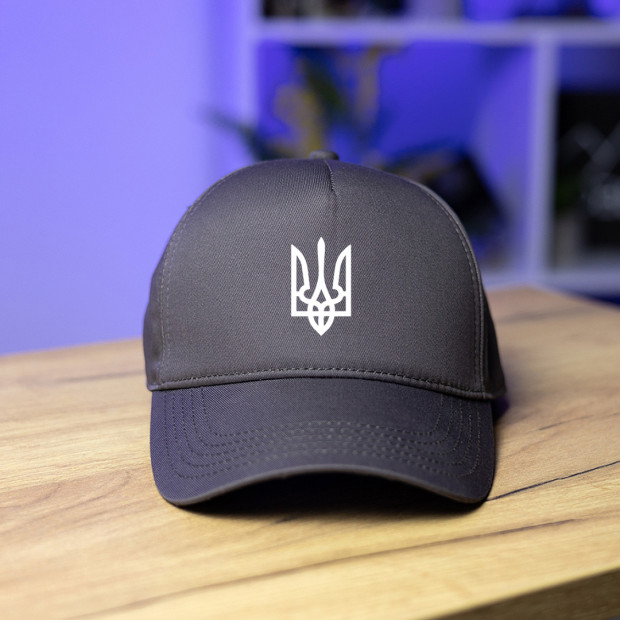 Кепка Pobedov Trucker Cotton - Герб наклейка біла Антрацит, Універсальний - 