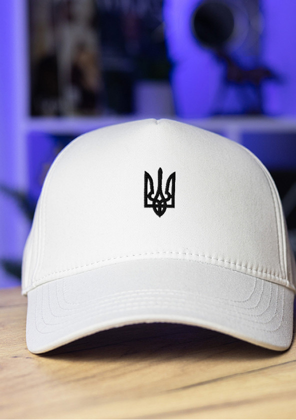 Кепка Pobedov Trucker Cotton - Герб чорна вишивка Білий