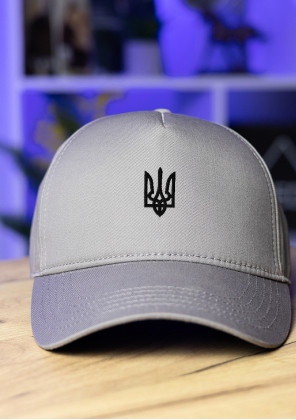 Кепка Pobedov Trucker Cotton - Герб чорна вишивка Сірий, Універсальний