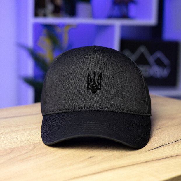 Кепка Pobedov Trucker Cotton - Герб чорна вишивка Чорний, Універсальний - 