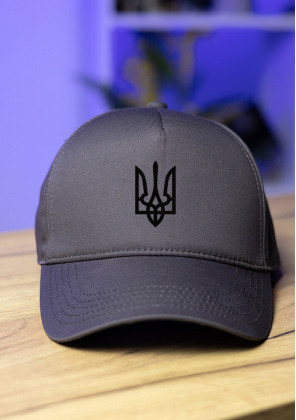 Кепка Pobedov Trucker Cotton - Герб чорна наклейка Антрацит, Універсальний