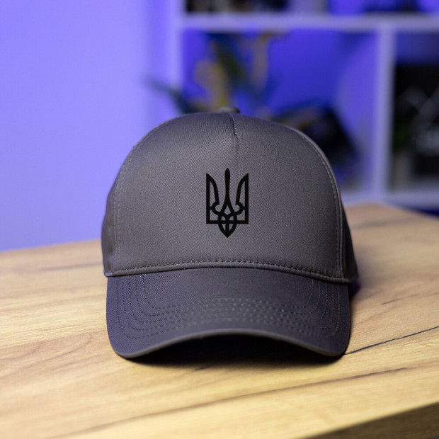 Кепка Pobedov Trucker Cotton - Герб чорна наклейка Антрацит, Універсальний - 
