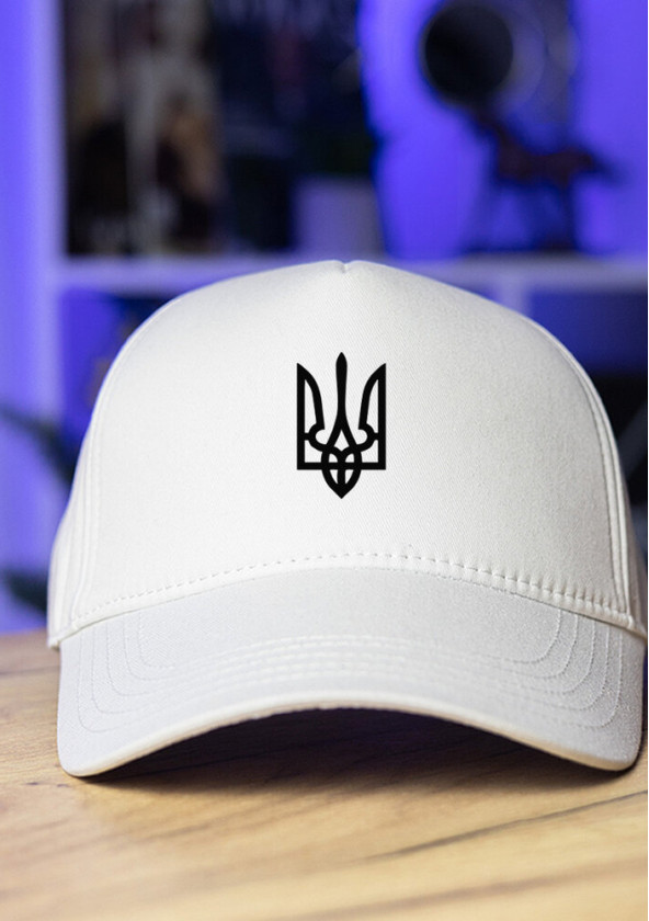 Кепка Pobedov Trucker Cotton - Герб чорна наклейка Білий