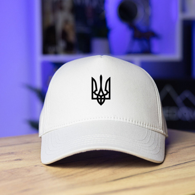 Кепка Pobedov Trucker Cotton - Герб чорна наклейка Білий, Універсальний - 