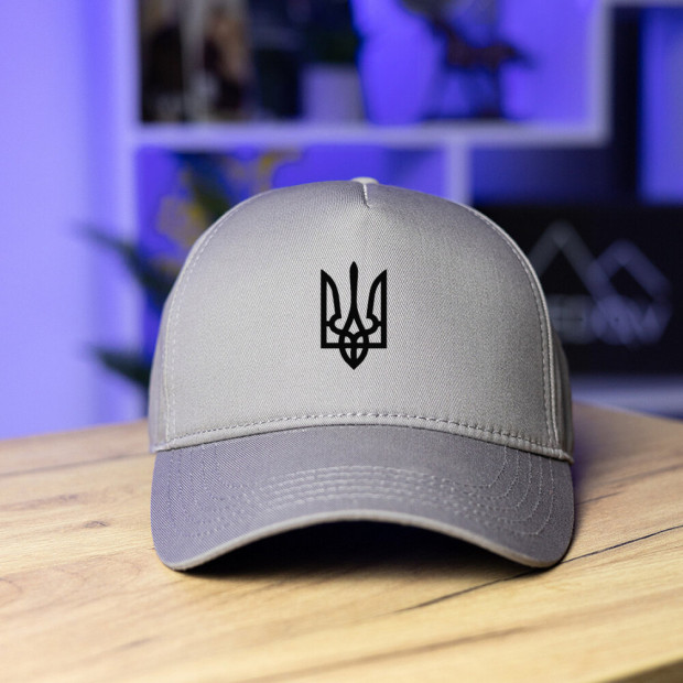 Кепка Pobedov Trucker Cotton - Герб чорна наклейка Сірий, Універсальний - 