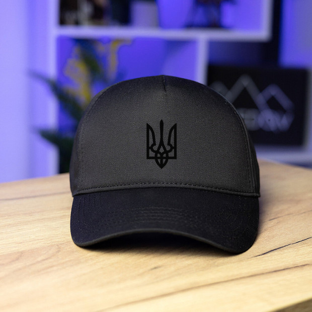 Кепка Pobedov Trucker Cotton - Герб чорна наклейка Чорний, Універсальний - 