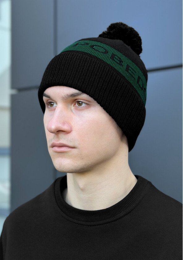 Шапка Pobedov Hat Warmly Чорно-зелений