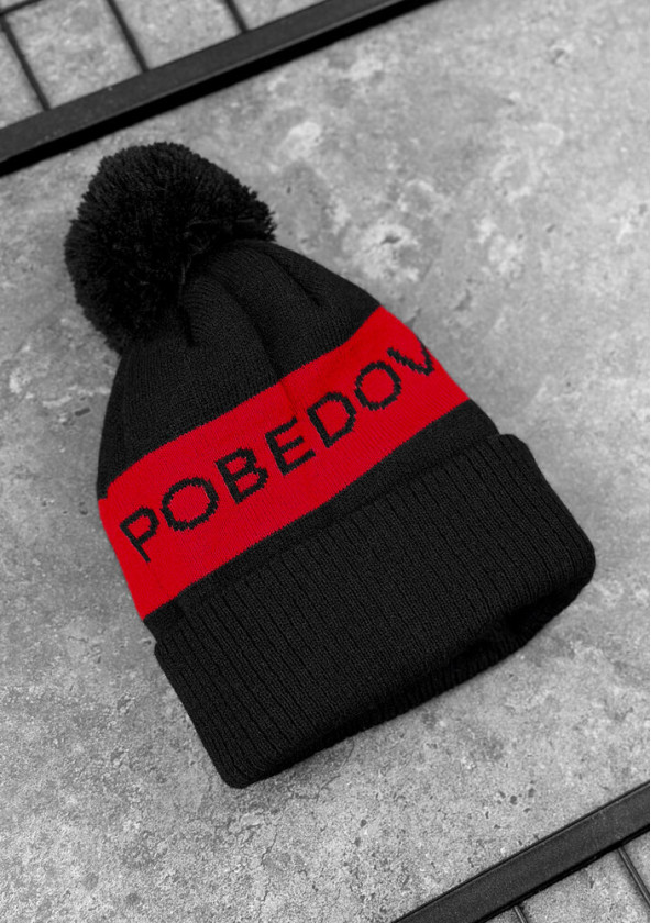Шапка Pobedov Hat Warmly Черно-красный