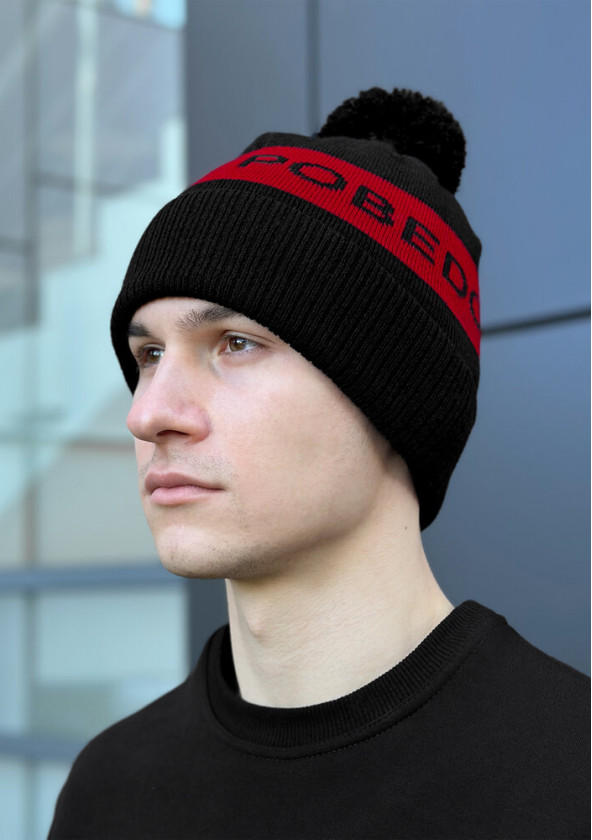 Шапка Pobedov Hat Warmly Черно-красный
