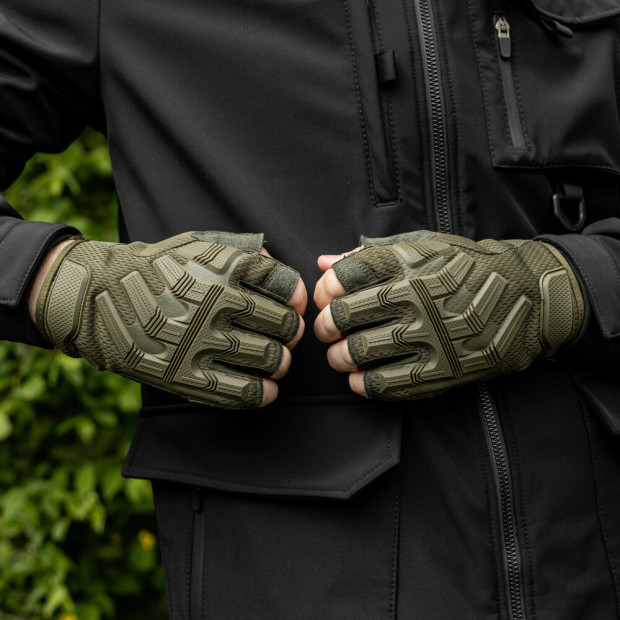 Рукавиці Тактичні безпалі Force Хакі - 4