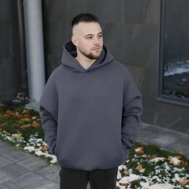 Худі oversize Pobedov Urbanist Темно-сірий, Універсальний - 