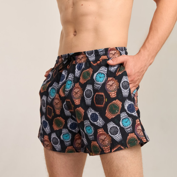 Шорти для плавання Pobedov Pool day Hodynnyky Чорний, 2XL - 