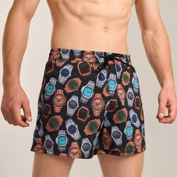 Шорти для плавання Pobedov Pool day Hodynnyky Чорний, 3XL - 2