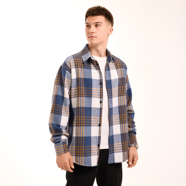 Рубашка Pobedov Tartan Синий, S - 
