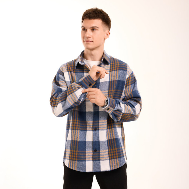 Сорочка Pobedov Tartan Синій, L - 2