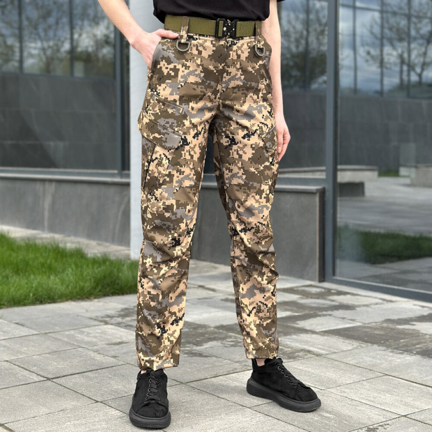 Штани-карго Pobedov Tactical Soft Waterproof Жіночі Піксель, 2XL - 