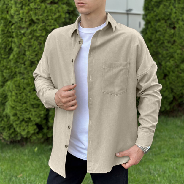 Сорочка Pobedov Founder Бежевий, XL - 1
