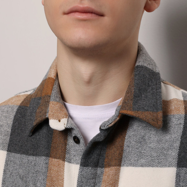 Рубашка Pobedov Tartan Серо-коричневый, 2XL - 3