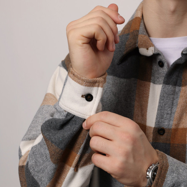 Рубашка Pobedov Tartan Серо-коричневый, 2XL - 4