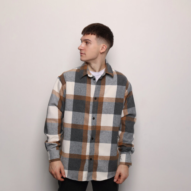 Сорочка Pobedov Tartan Сіро-коричневий, L - 