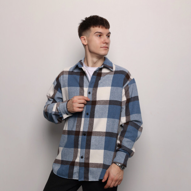 Сорочка Pobedov Tartan Синьо-чорний, XL - 2