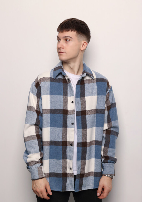 Сорочка Pobedov Tartan Синьо-чорний
