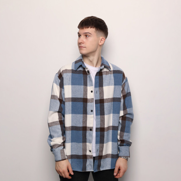 Сорочка Pobedov Tartan Синьо-чорний, 2XL - 